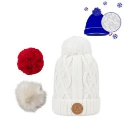 Cabaïa Bonnet Avec 3 Pompons Interchangeables Taille Unique Appletini White
