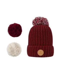 Cabaïa Bonnet Avec 3 Pompons Interchangeables Taille Unique Bandista Burgundy