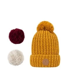 Cabaïa Bonnet Avec 3 Pompons Interchangeables Taille Unique Bandista Mustard