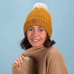Cabaïa Bonnet Avec 3 Pompons Interchangeables Taille Unique Bandista Mustard -Bagages Et Sacs bonnet avec 3 pompons interchangeables taille unique bandista mustard 3