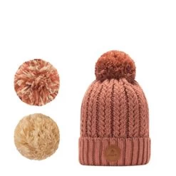 Cabaïa Bonnet Avec 3 Pompons Interchangeables Taille Unique Moscow Mule Old Pink