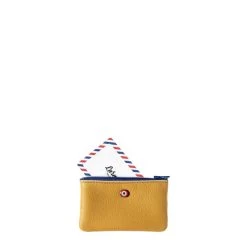 Petit Porte-monnaie Emile En Cuir UpCyclé Soleil Jaune