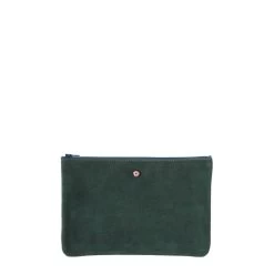 Pochette Camille En Cuir UpCyclé 21 Cm Bois Vert