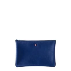 Pochette Camille En Cuir UpCyclé 21 Cm Mer Indigo