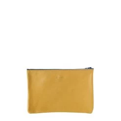 Pochette Camille En Cuir UpCyclé 21 Cm Soleil Jaune -Bagages Et Sacs pochette camille en cuir upcycle 21 cm soleil jaune 2