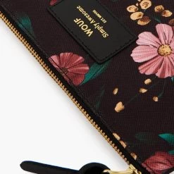 Wouf Pochette Large 21.5cm Black Flowers -Bagages Et Sacs pochette large 215cm black flowers 2