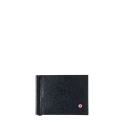 Portefeuille Italien Hector Avec Pince à Billets En Cuir Grainé Lune Bleue