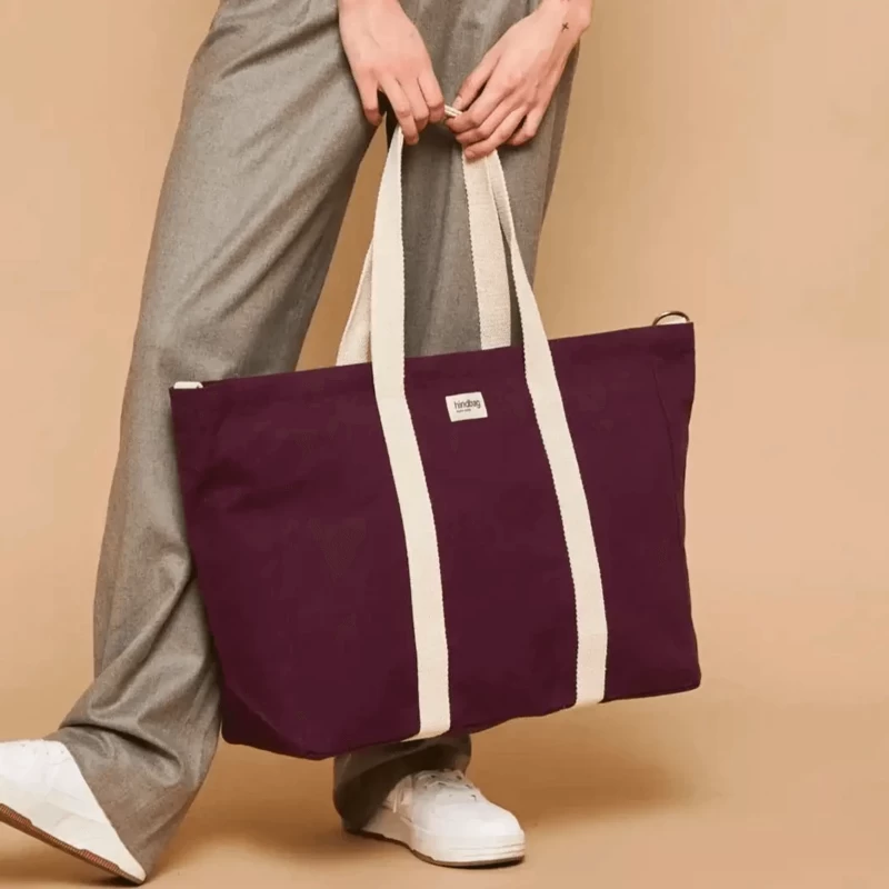 Sac Cabas Jean 60 Cm Prune 3 Sac Cabas Jean 60 Cm Prune – Image 3