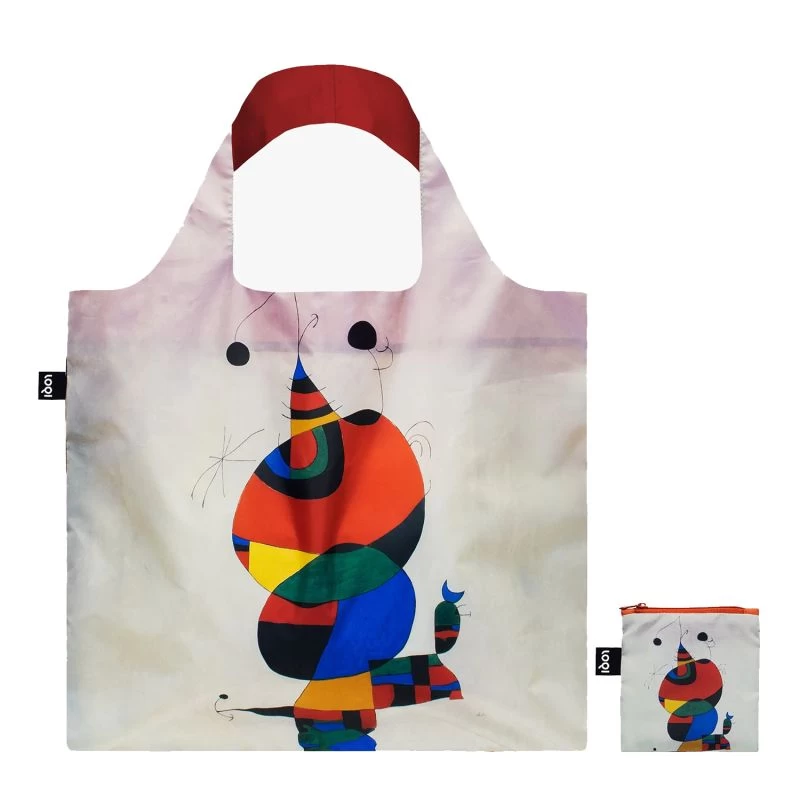 Sac Shopping Pliable Avec Pochette Zip 50cm Woman, Bird And Star From Joan Miro 1 Sac Shopping Pliable Avec Pochette Zip 50cm Woman, Bird And Star From Joan Miro