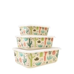 Set De 3 Boîtes à Lunch En Fibre De Bambou 19.5, 16 Et 13 Cm Desert In Bloom