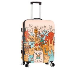 Valise Rigide A85803 Extensible 75 Cm Les Petits Animaux Rose
